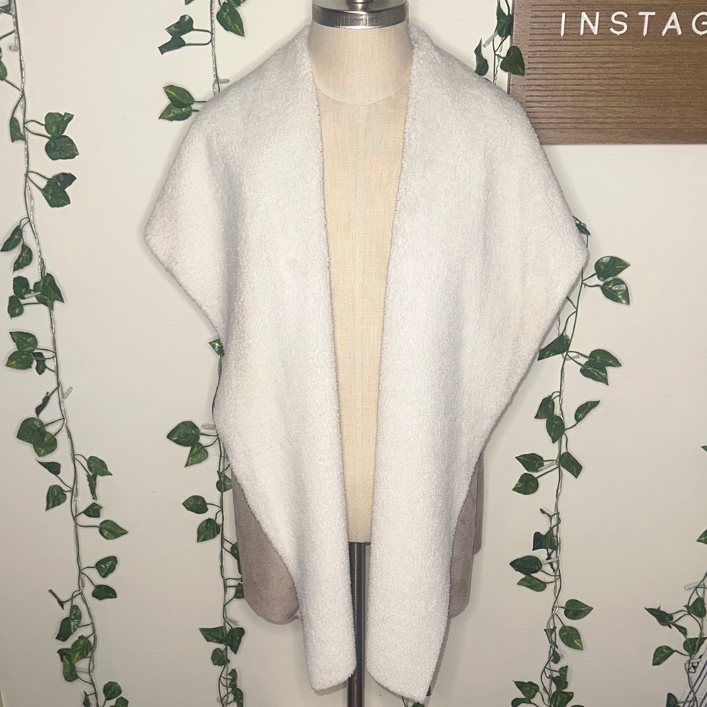 Susina Faux Fur Drape Front Suede Style Vest